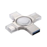 Unidad flash 4 en 1 RQW-11S USB 2.0 de 8 pines, micro USB y USB-C/Tipo-C de 128 GB, RQW-11S
